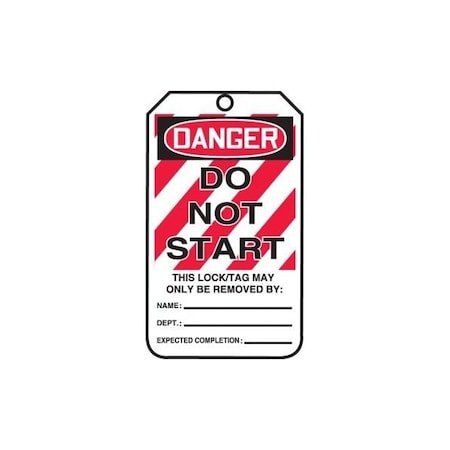 Accuform Safety Tags, DANGER DO NOT START, 5.75in x 3.25in, HS-Laminate, 5PK MLT403LTM